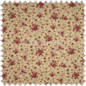 Möbelstoff Flora Little Rose Rotviolett / Sand in Englisch Leinen Optik