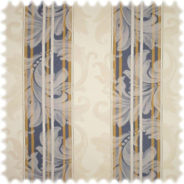 Jacquard Möbelstoff Barock Stripe Blau mit Fleckschutz