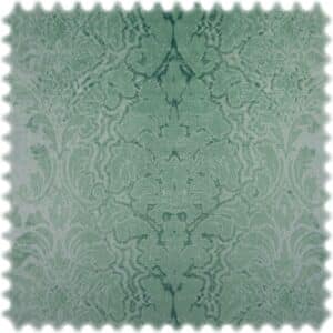 Samt Velours Möbelstoff Ornament Dubai Mint Grün mit Fleckschutz