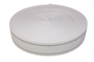 50 Meter Polster Rücken Gummigurte Elastikmaterial Weiss 6 cm breit / 2 Streifen Dehnung 100 %